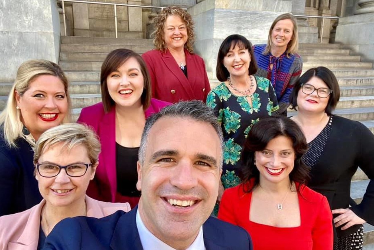 Peter Malinauskas taking a selfie with some of his frontbenchers after this year's shadow cabinet reshuffle. Photo: Facebook