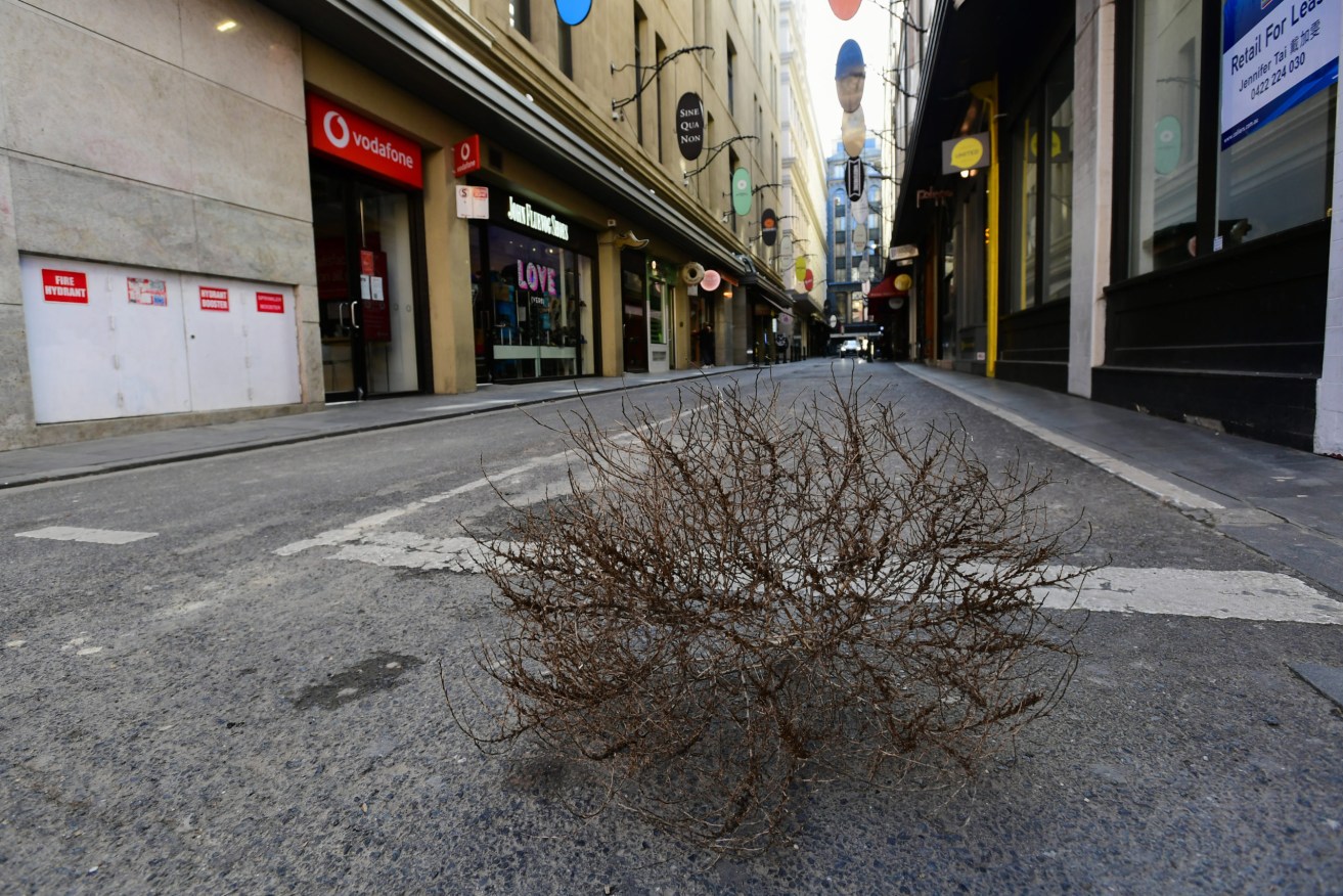 An empty street in Melbourne's CBD. Photo: AAP Image/Erik Anderson