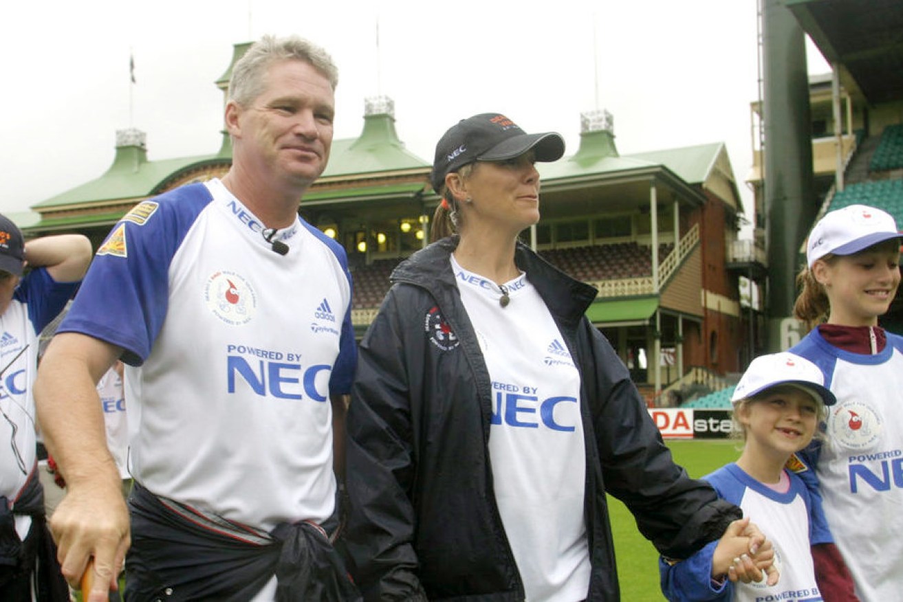Dean Jones with his wife Jane and daughters Isabella and Phoebe at the Sydney Cricket Ground in 2003. Picture: Paul Miller AAP.