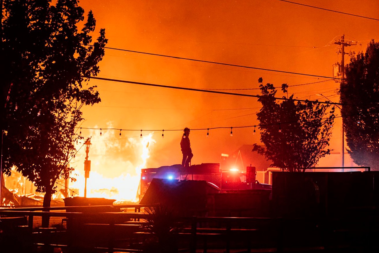 Talent, Oregon is among dozens of towns ravaged by wildfires on the US west coast. Picture: Kevin Jantzer