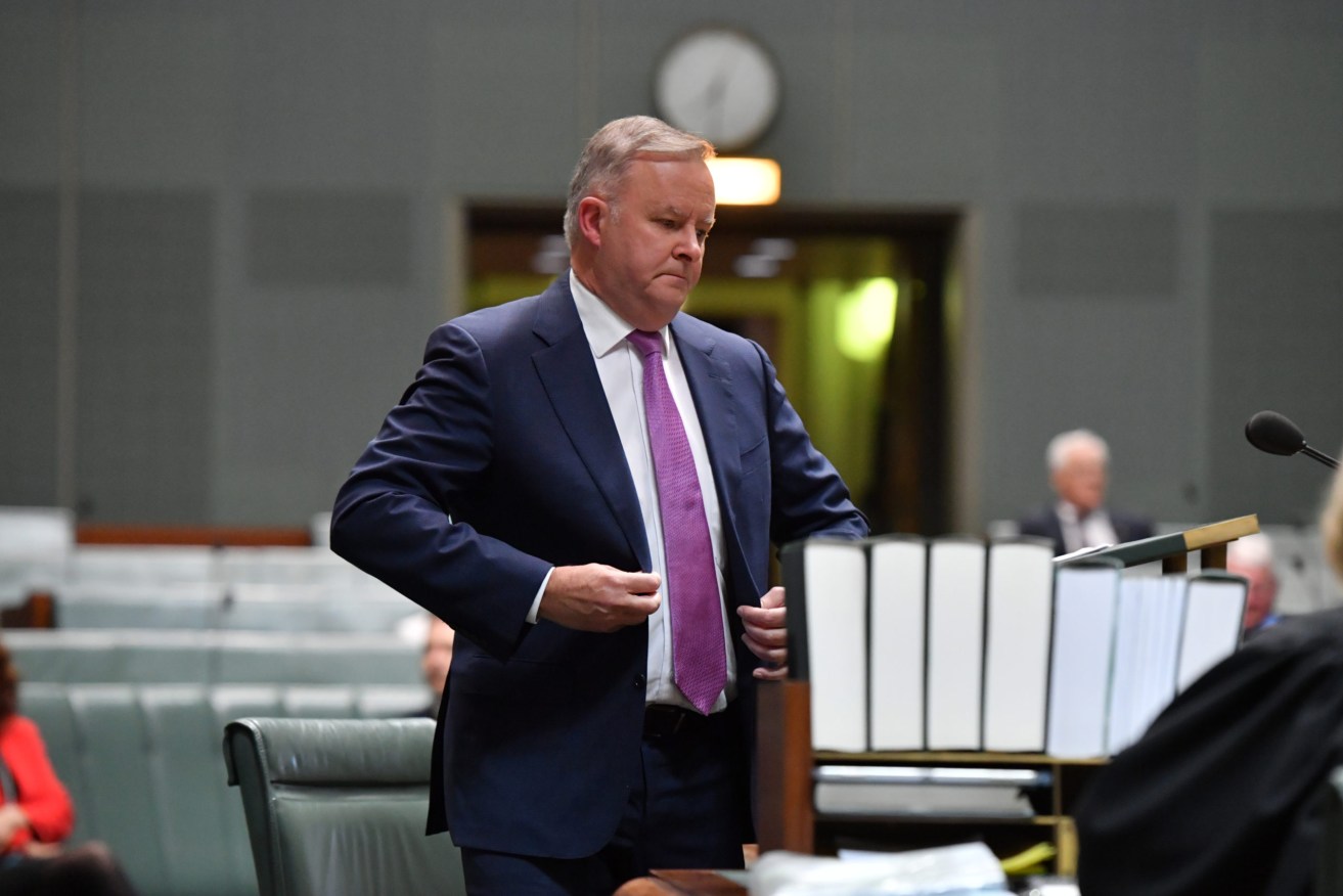 Opposition leader Anthony Albanese waits to make his Budget reply speech. Photo: AAP/Mick Tsikas