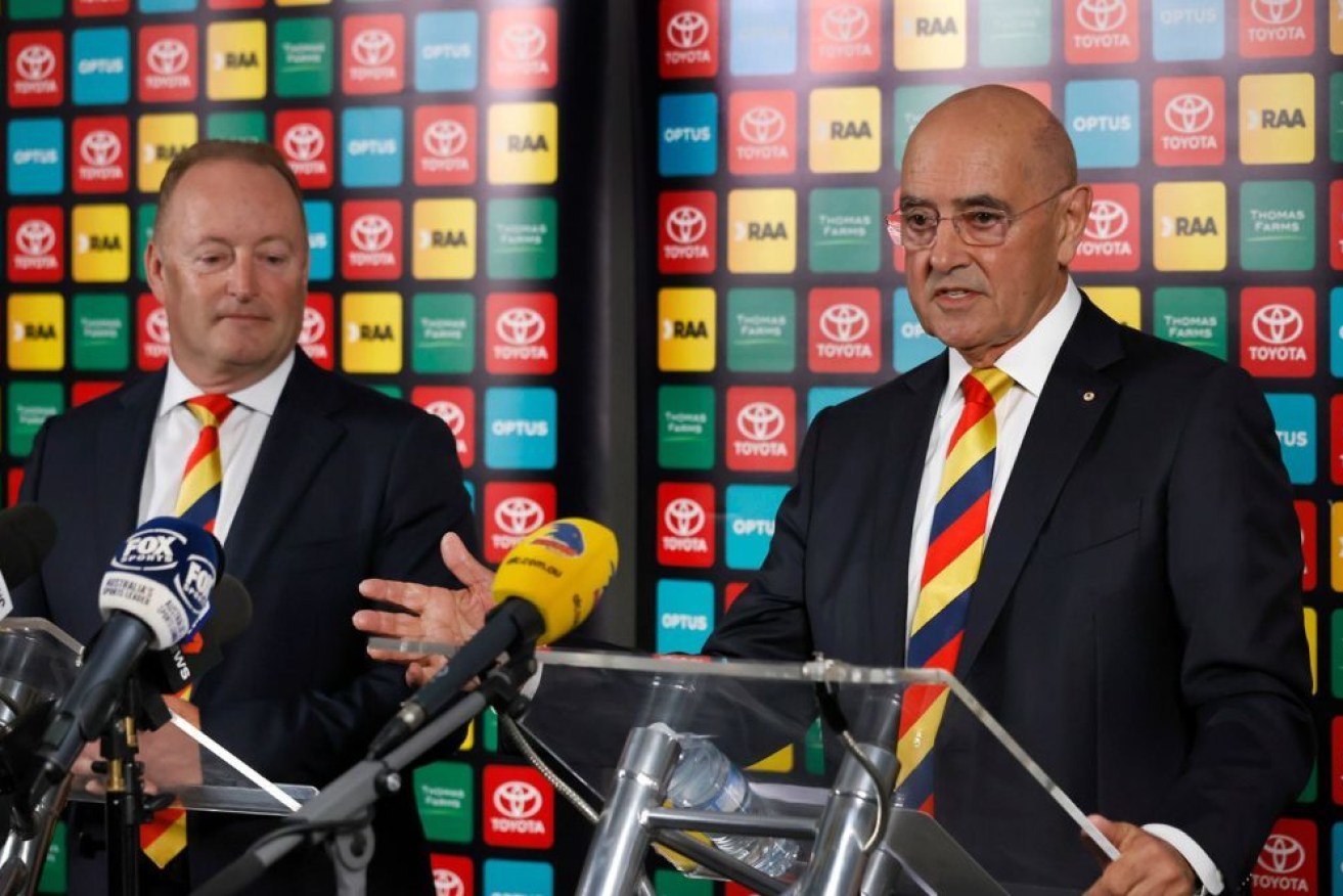 Olsen takes over as Crows chairman from predecessor Rob Chapman. Photo: Tony Lewis/InDaily