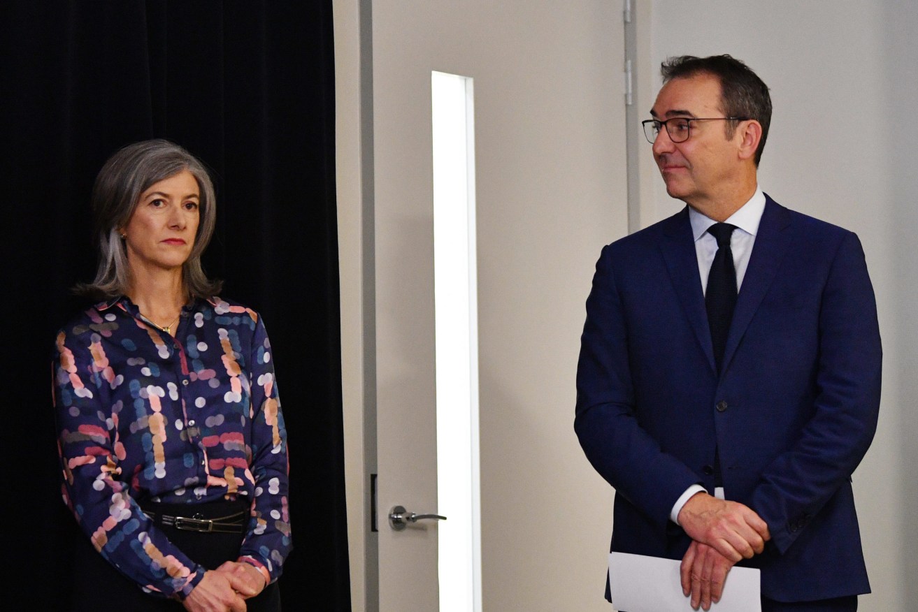 Chief Public Health Officer Professor Nicola Spurrier, with Premier Steven Marshall in June, has raised concerns about the number of coronavirus cases emerging in SA medi-hotels. Photo: David Mariuz / AAP