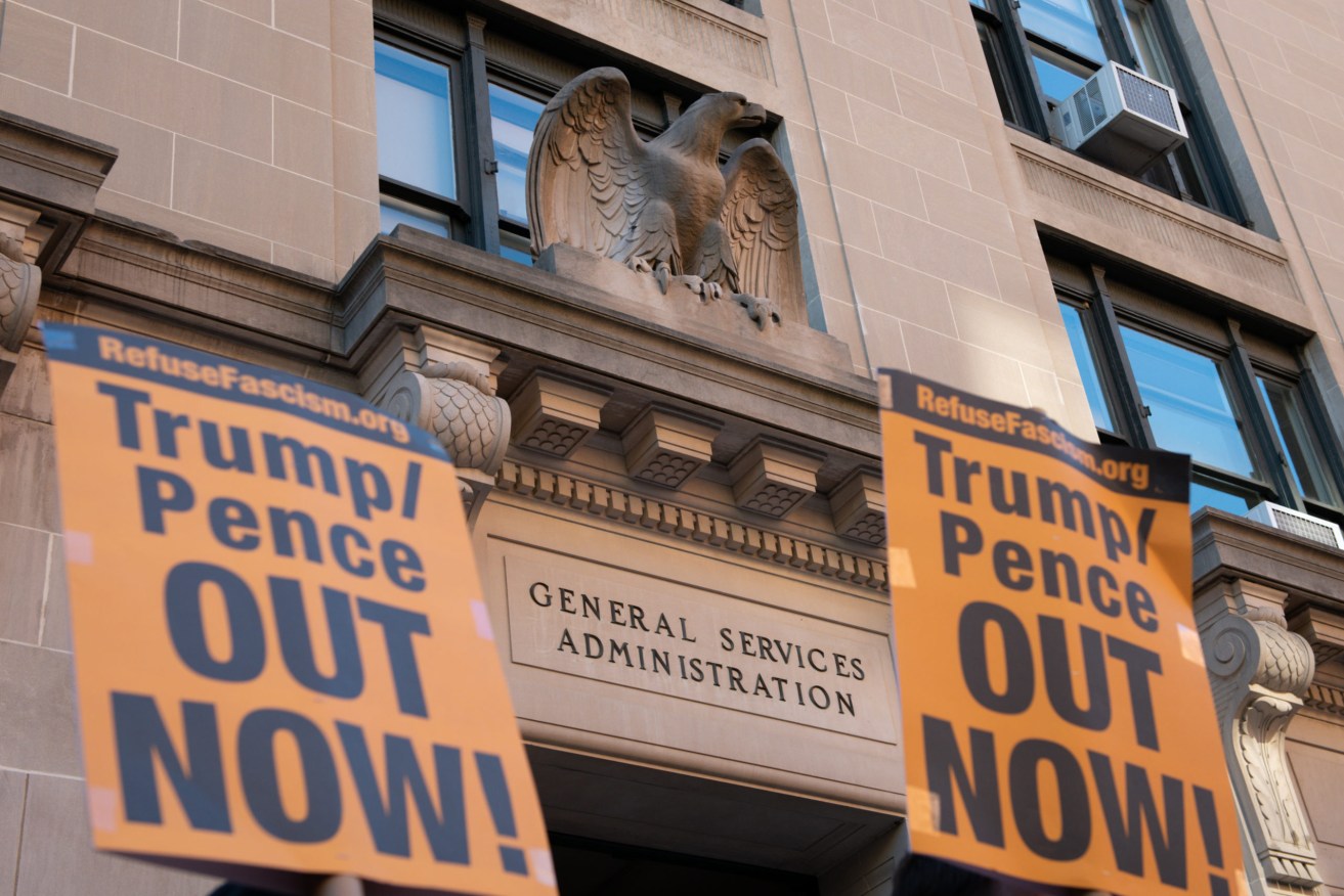 Protesters at General Services Administration headquarters in Washington, D.C. Photo: Graeme Sloan/Sipa USA