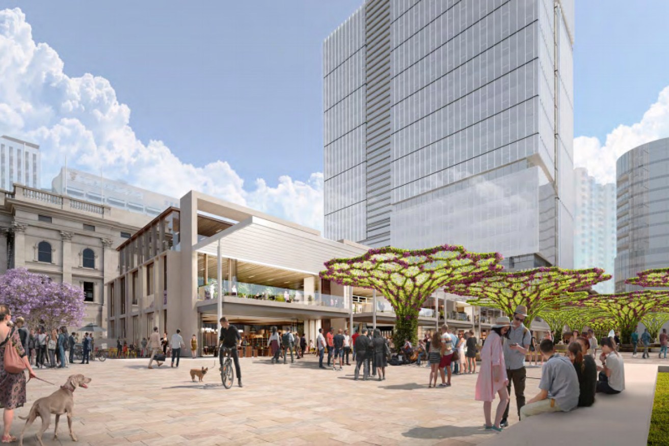 Walker Corp's plans for the retail complex and office tower at the Festival Plaza. Image: Johnson Pilton Walker