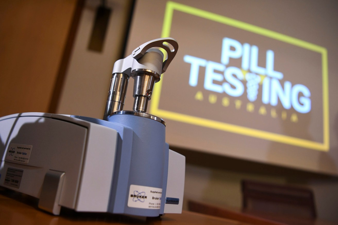 A Compact FTIR Spectrometer pill testing machine. Photo: AAP/Lukas Coch