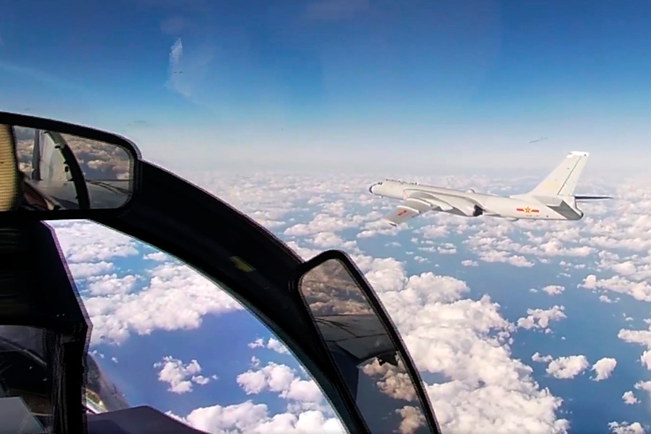 Chinese H-6K strategic bombers flew a joint patrol mission with Russian Tu-95 strategic bombers over the Western Pacific. Photo: Russian Defence Ministry Press Service via AP