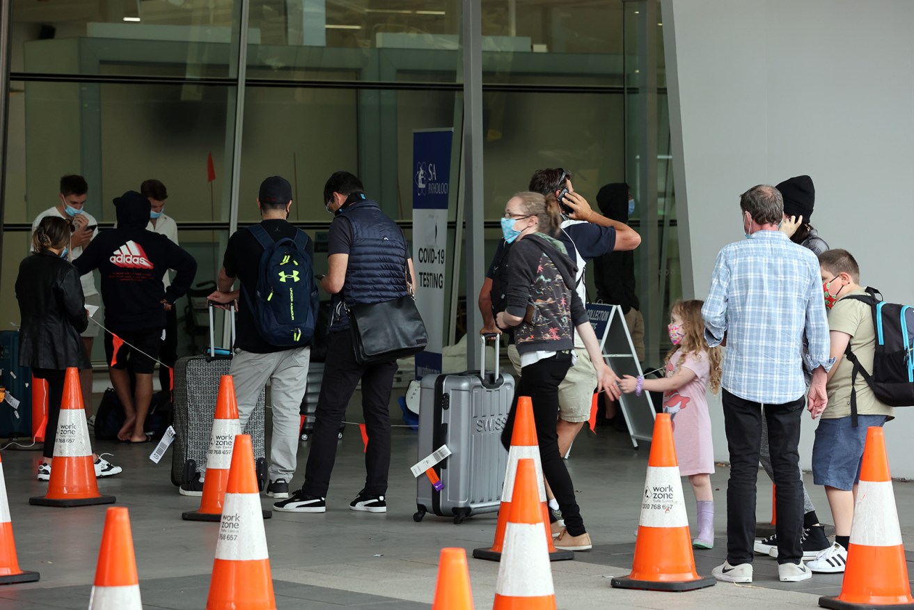 Pop-up Covid testing clinic at Adelaide Airport. Photo: Tony Lewis/InDaily