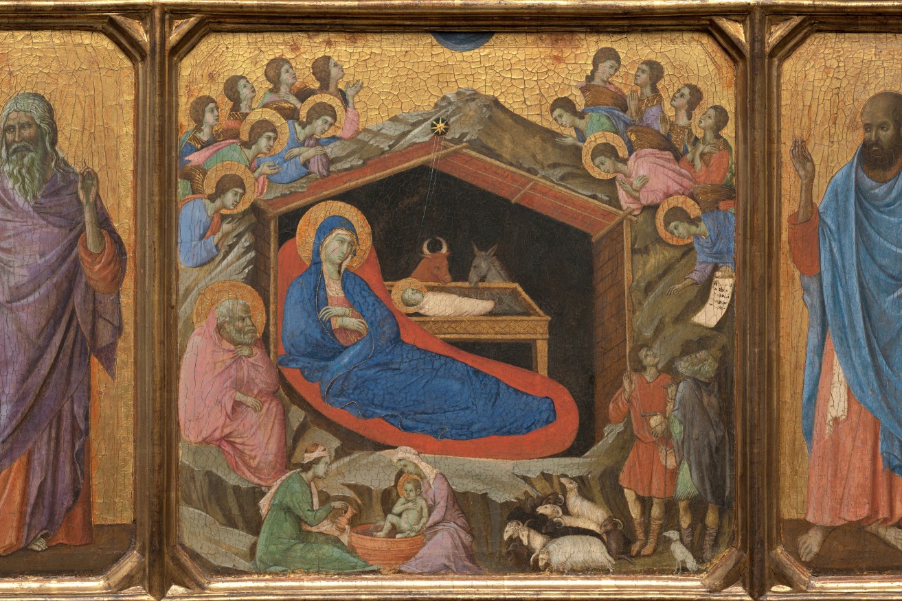 Duccio di Buoninsegna The Nativity with the Prophets Isaiah and Ezekiel, 1308-1311.