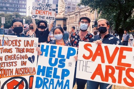 Flinders drama students stage sit-in protest at campus