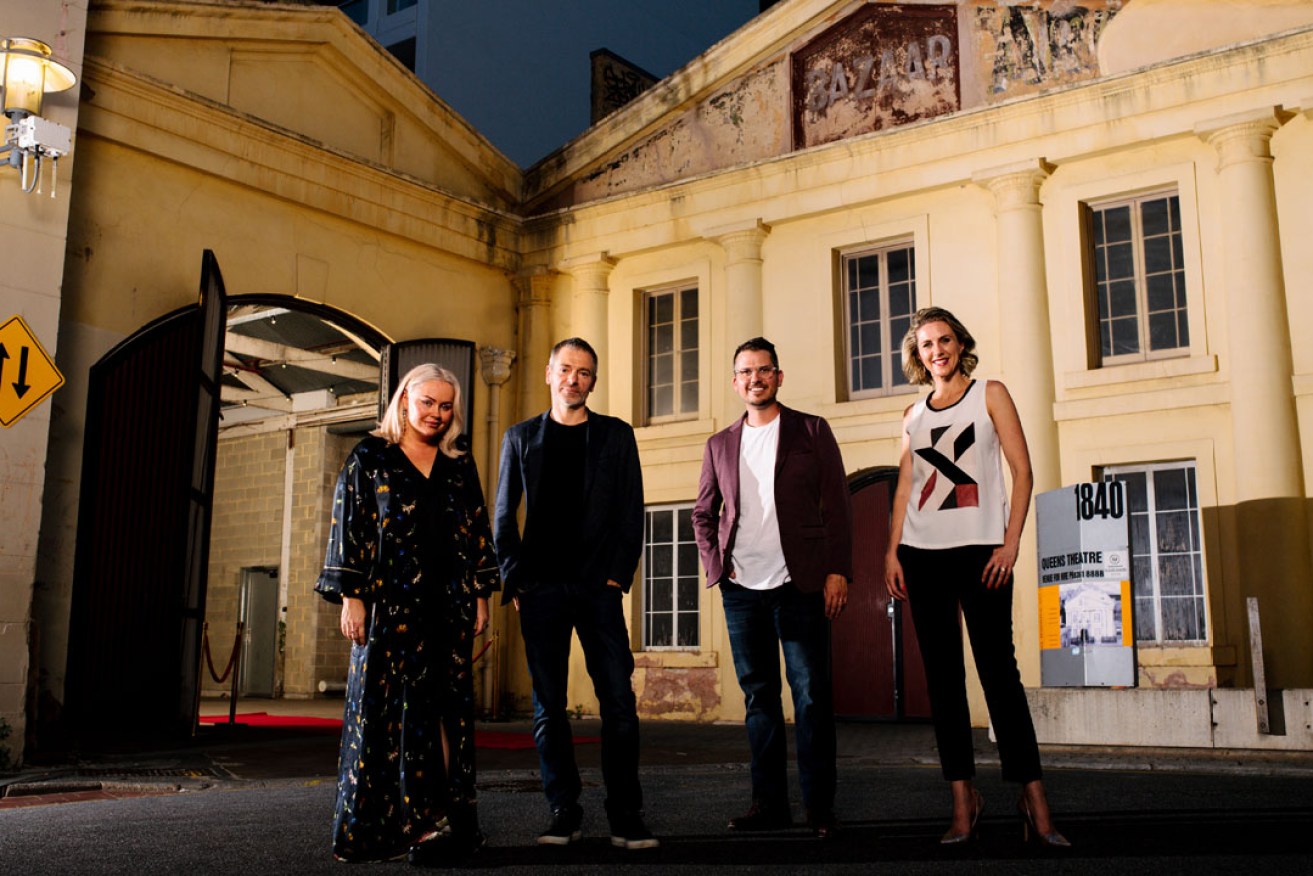 Richelle and Torben Brookman with Zac Tyler and Amelia Ryan outside the Queens Theatre. Photo: Morgan Sette 