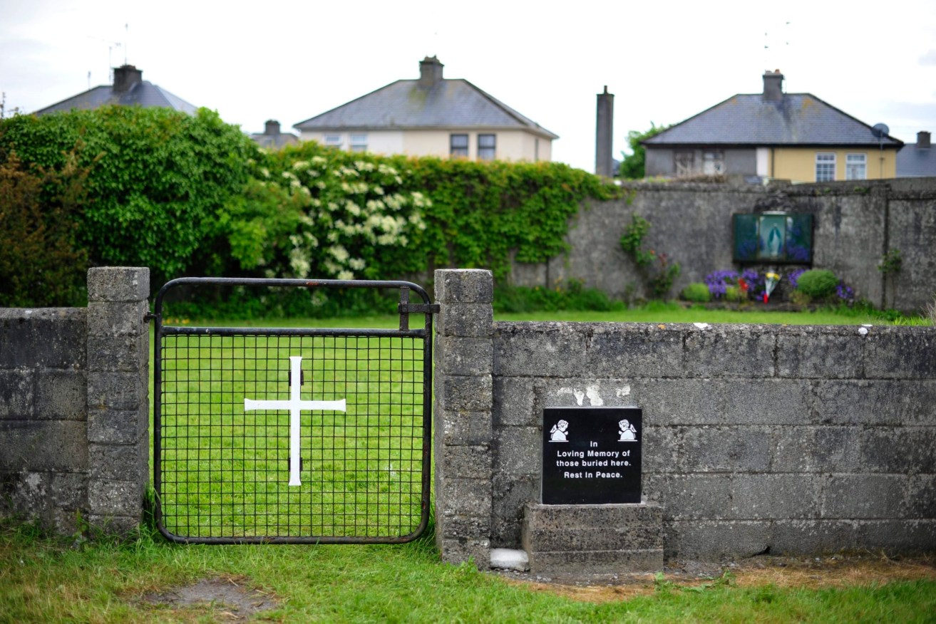 Up to 800 children were buried in a mass grave at the former Mother and Baby home in Tuam, County Galway, in western Ireland, run by the Catholic Church from 1925-61. Photo: EPA/AIDAN CRAWLEY