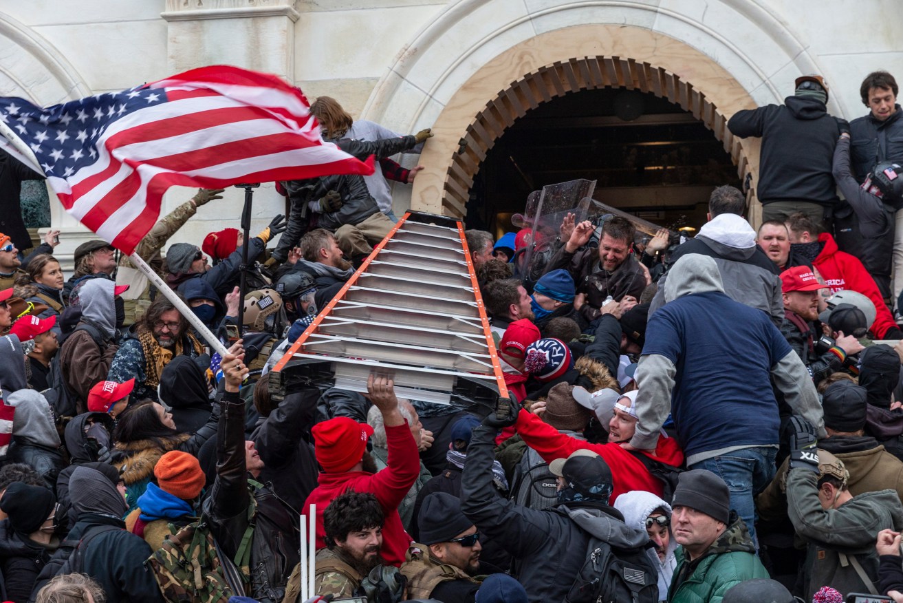 A Trump mob breaks into the US Capitol. Photo: Lev Radin/Sipa USA