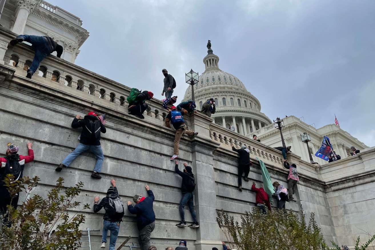 Trump supporters break into the Capitol. Photo supplied.