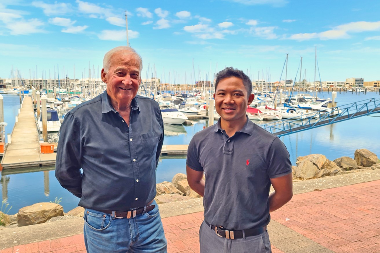 IBFM managing director Neville Wills (left) and director Andrew Ly outside their office at North Haven Marina. Picture: Andrew Spence 