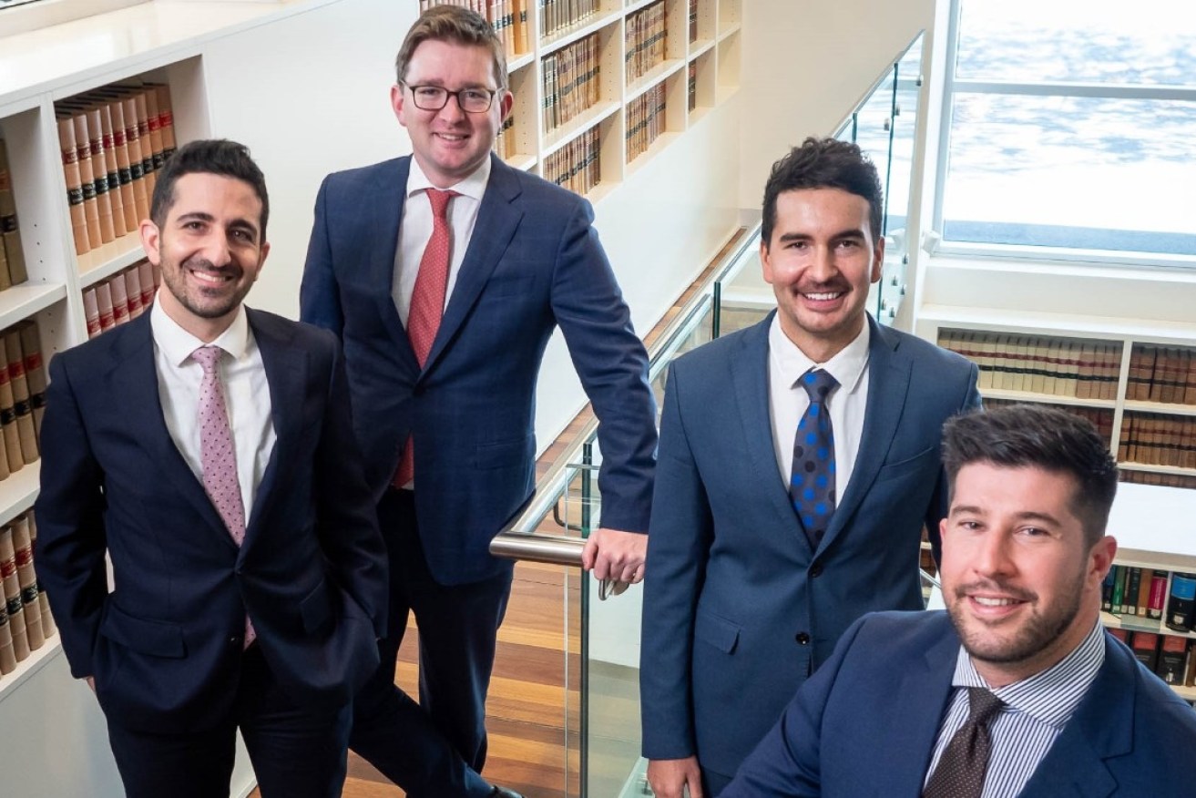CCK Lawyers staff (from left) John Vozzo, Sam de Cure, Hamish Gillis and Victor Draghicescu have recently earned promotions. Image: Supplied