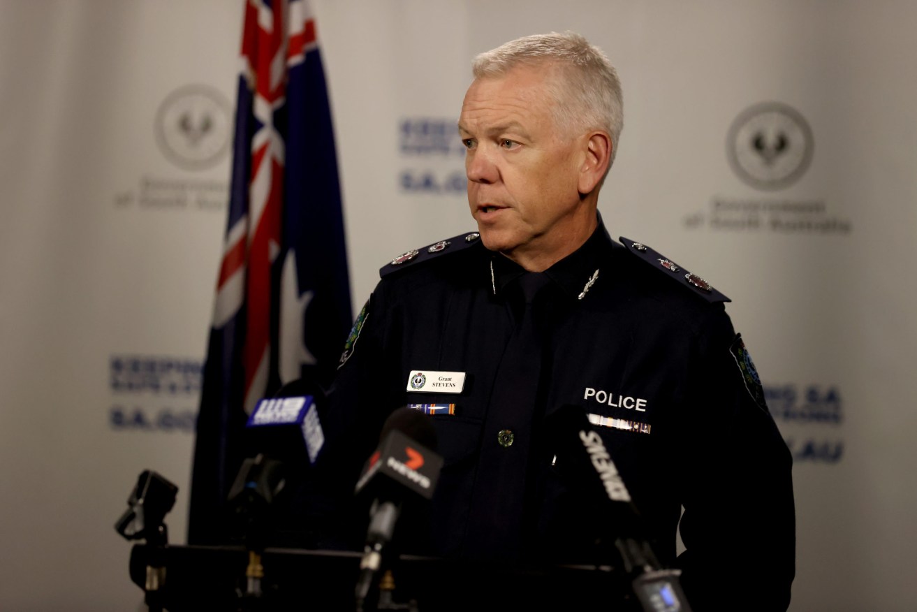 SA Police Commissioner Grant Stevens today announced new punishments for individuals and businesses who misuse contact tracing information (Photo: Kelly Barnes/AAP)