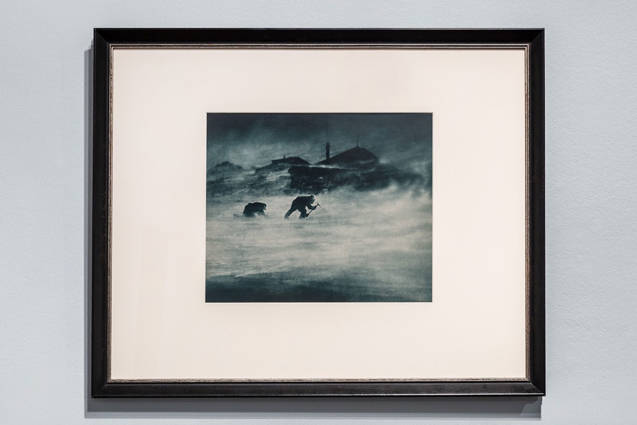 installation view: Frank Hurley's 'A blizzard' in the AGSA display Antarctica: Five Responses. Photo: Saul Steed