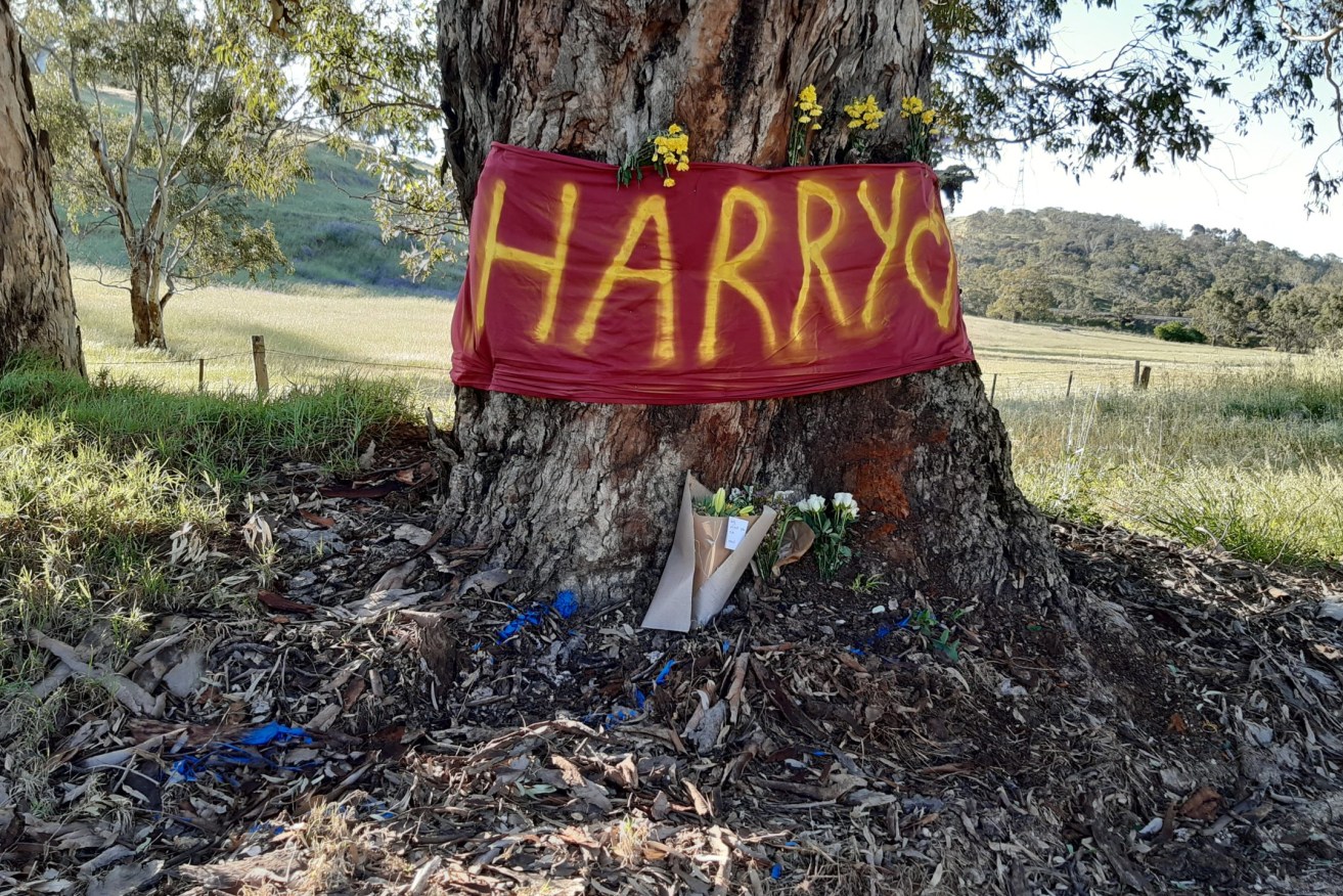 A memorial for Harry at the site of his accident.
Photo: Anne-marie Taplin