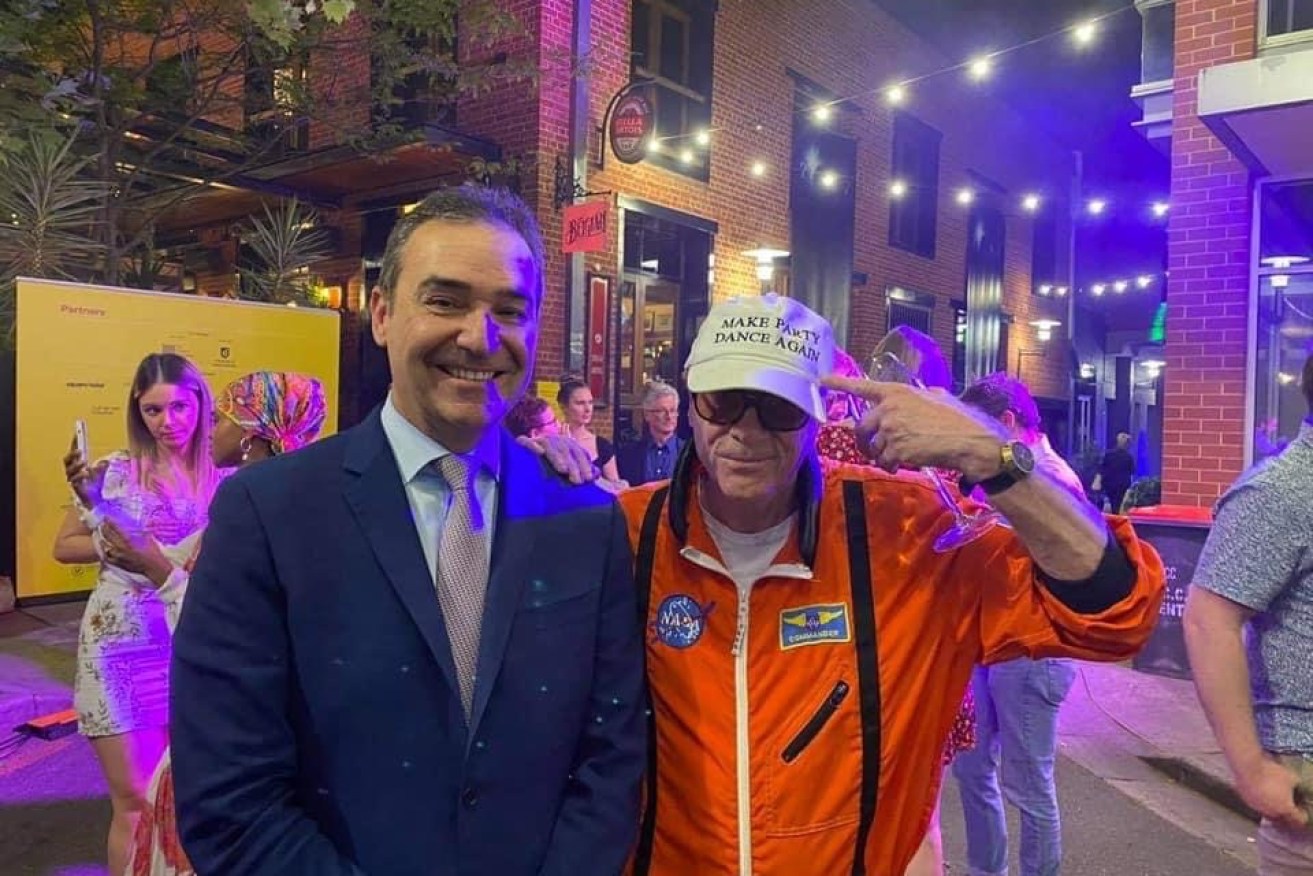 Premier Steven Marshall with Sugar nightclub owner and dancing advocate Driller Jet Armstrong. Photo: Facebook