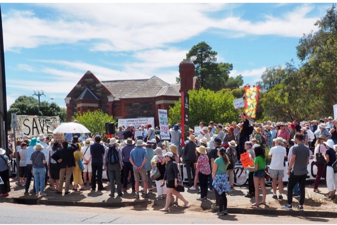 A rally at the Urrbrae gatehouse in January.
Photo: Ron Bellchambers