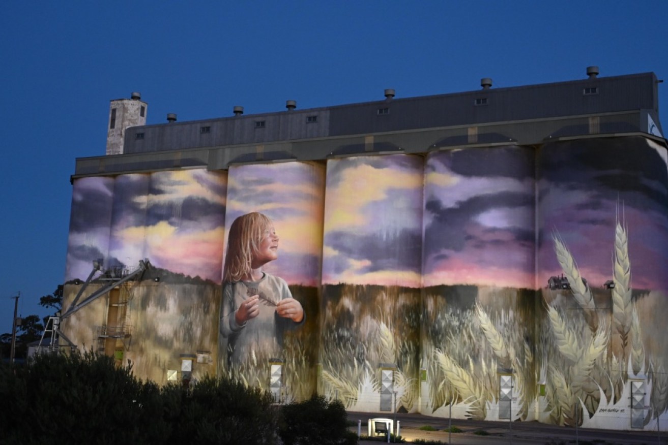 Silo art in Kimba greets visitors to the Eyre Peninsula farming town which was the 2021 Agricultural Town of the Year. Photo supplied