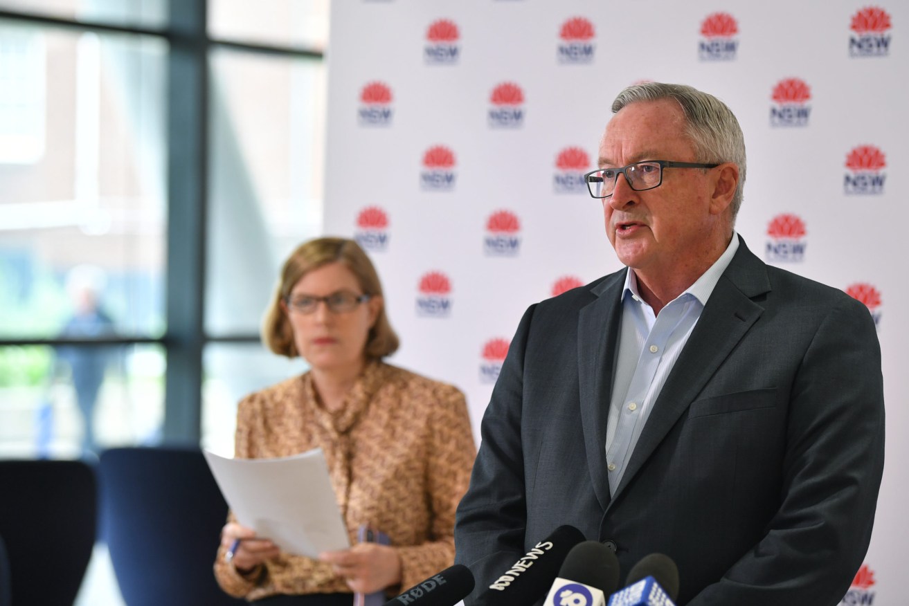 NSW Minister for Health Brad Hazzard (right) and NSW Chief Health Officer Dr Kerry Chant provide a COVID-19 update in Sydney. Image: AAP/Joel Carrett.