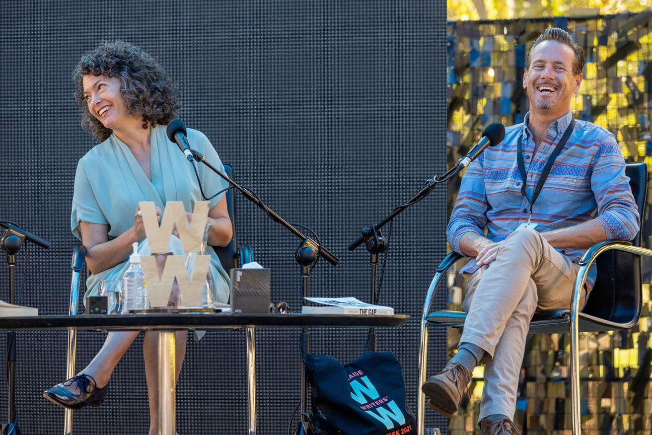 Rachael Mead and Ben Gilmour during their 'First on the Scene' session at Adelaide Writers' Week. Photo: Tony Lewis 