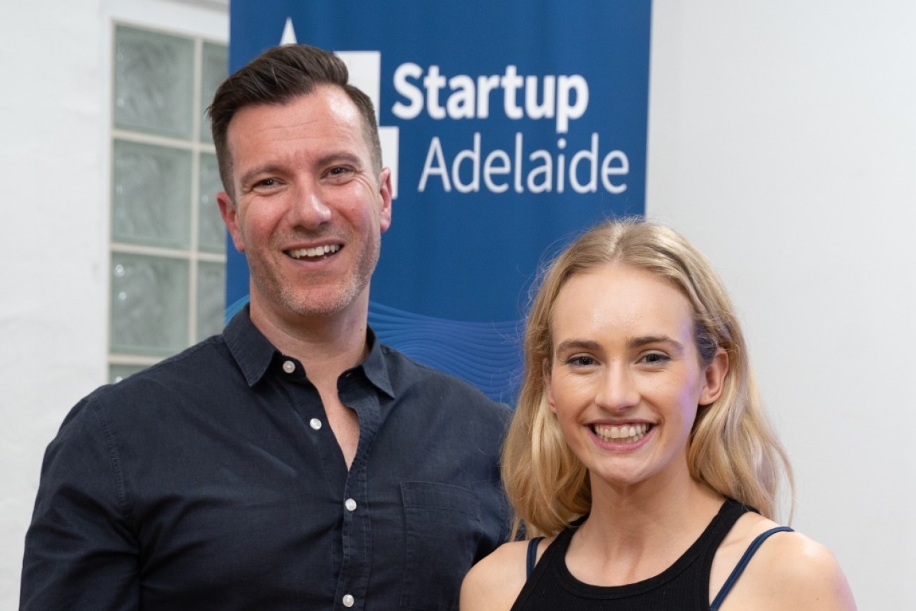 Startup Adelaide Managing Director Matt Anderson with Young Australian of the Year and Startup Adelaide member Isobell Marshall. Image: Bhbe Creative.
