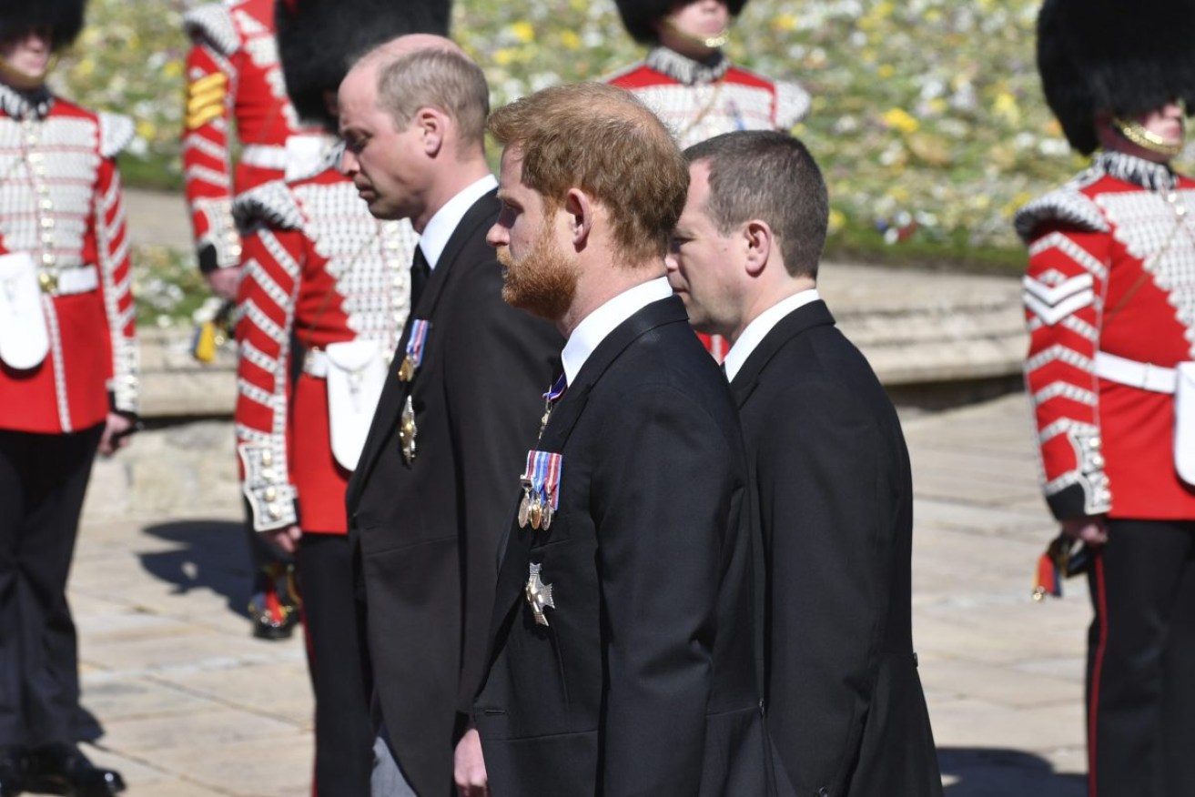 Prince William and Prince Harry at the funeral procession for Queen Elizabeth II. Photo: Mark Large/Pool via AP
