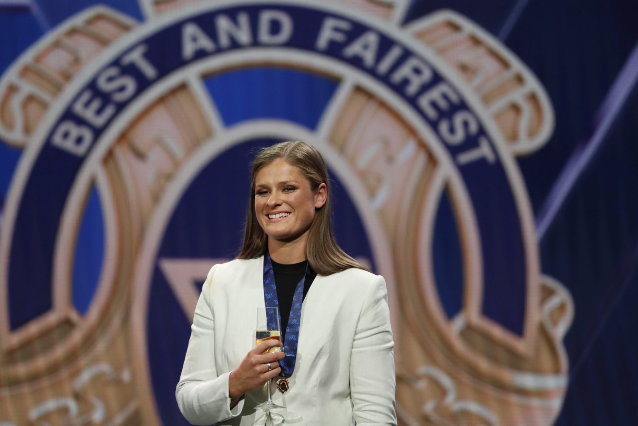 Collingwood's Brianna Davey tied with Fremantle's Kiara Bowers for AFLW Best and Fairest award. Photo: AAP/ AFL, Dylan Burns