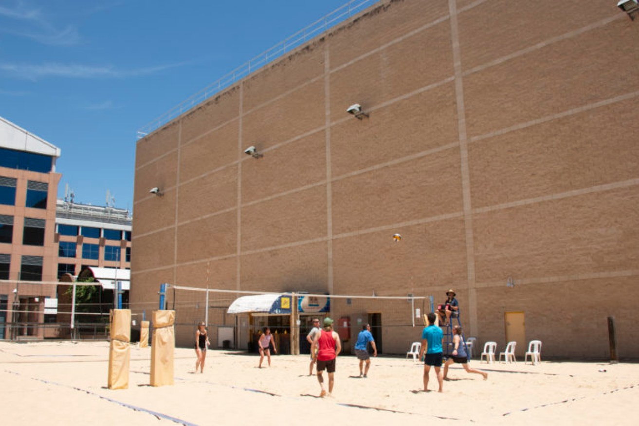 The Pirie and Frome Street beach volleyball courts. Photo: Angela Skujins/CityMag