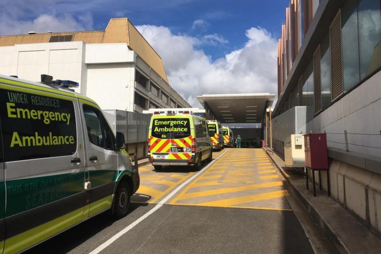 Ambulance ramping at Flinders Medical Centre last year. Photo: Ambulance Employees Association