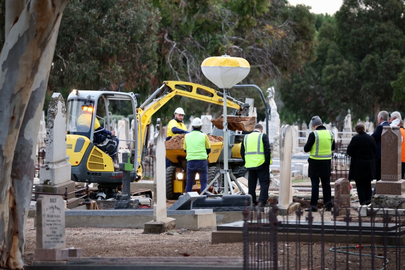 Somerton Man's grave being opened. Photo: Tony Lewis/InDaily