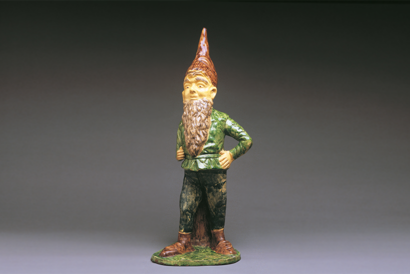 Vernacular Visions: Thomas George Duffy Bosley's Gnome, 1938, Adelaide, press-moulded and polychrome lead-glazed clay (private collection). Photo: Grant Hancock