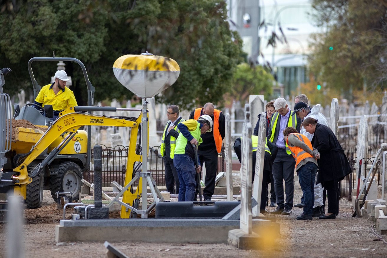 Excavation of the Somerton Man's grave this morning. Photo: Tony Lewis/InDaily