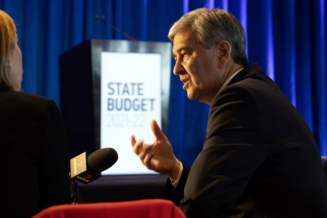 Rob Lucas speaks to media in his budget lockup. Photo: Tony Lewis / InDaily