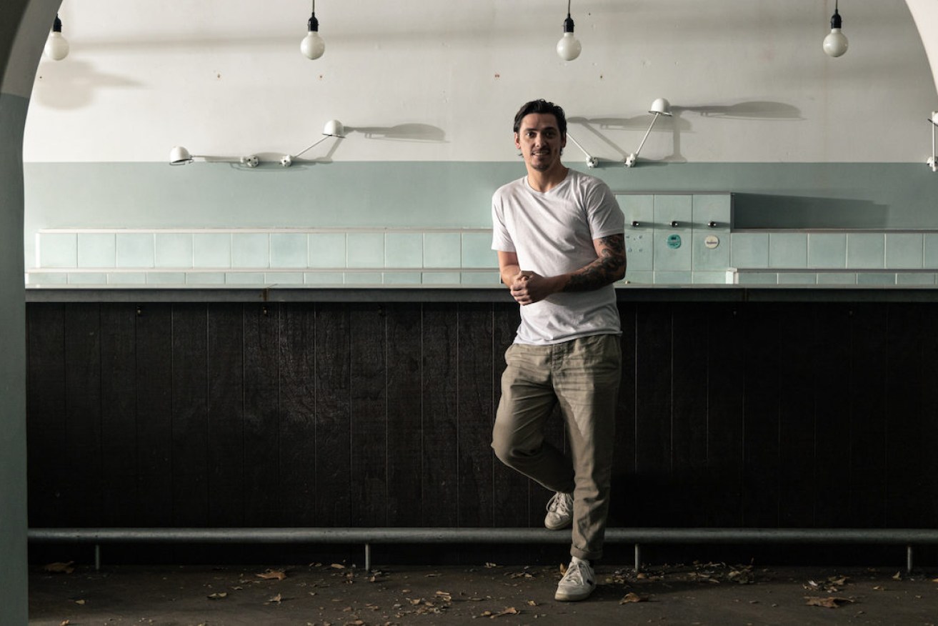 Chef Jake Kellie pictured at the soon-to-be-renovated site of his new restaurant, arkhé at Norwood. Photo: Duy Dash.