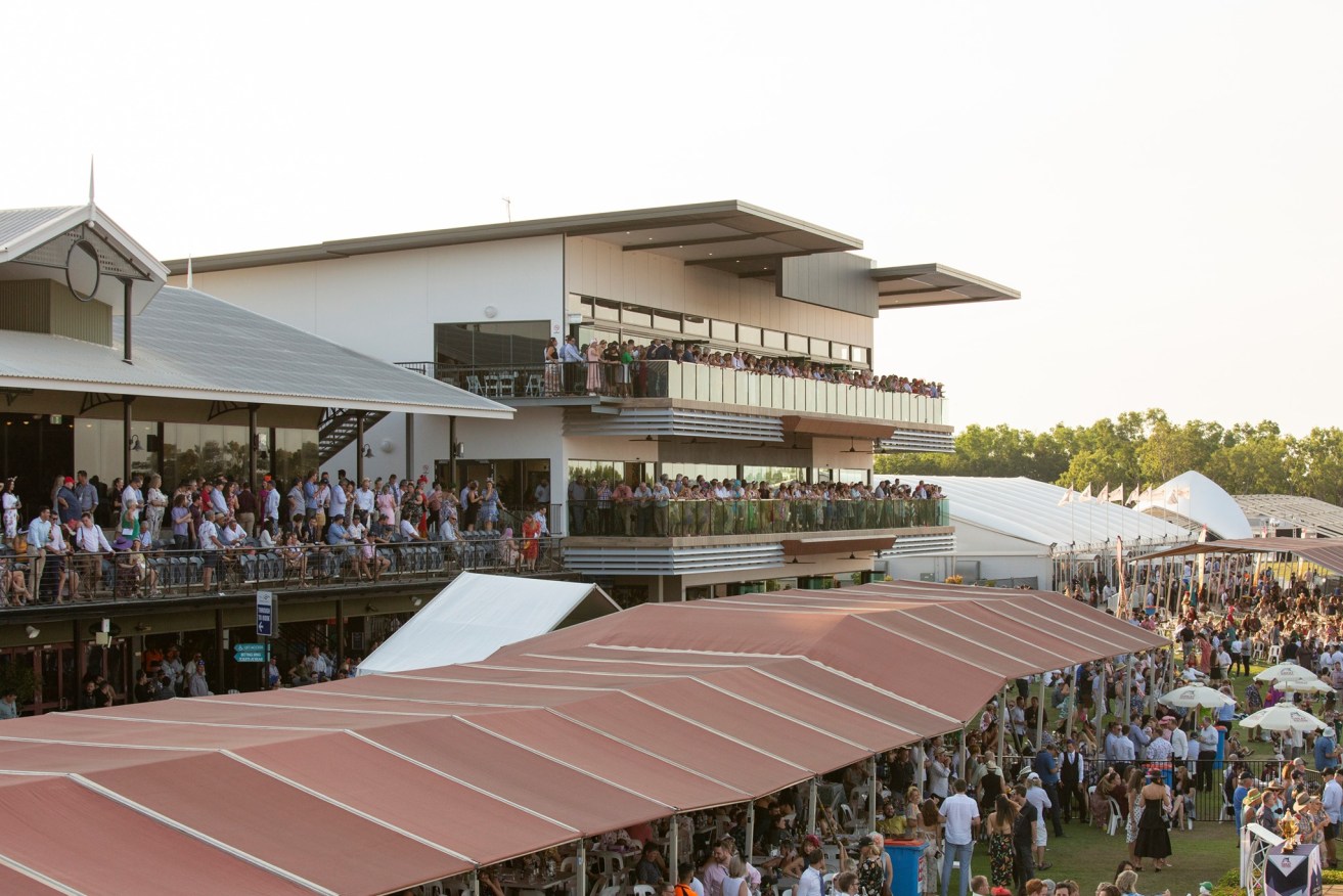 The Darwin Turf Club's Fannie Bay racecourse, with the controversial grandstand at the rear. Photo: Facebook/Darwin Turf Club