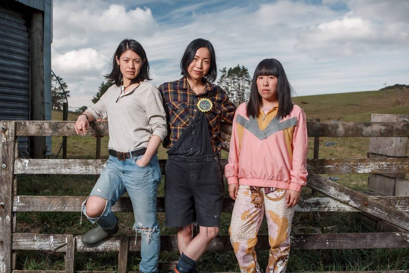 JJ Fong, Ally Xue and Perlina Lau play the central characters in Kiwi dystopian drama 'Creamerie'.