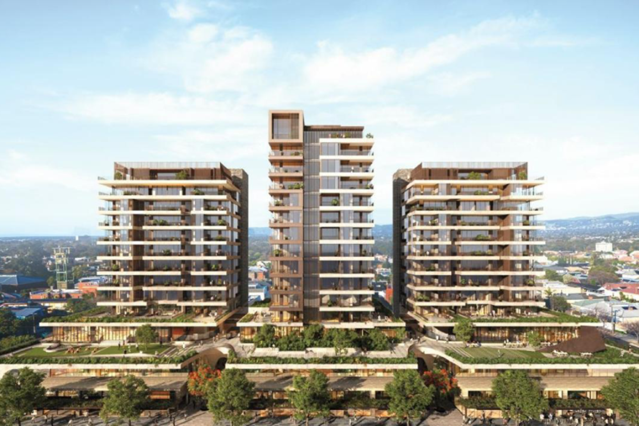 An architect’s render of Woods Bagot-designed towers at Eighty Eight O’Connell. Photo supplied. 