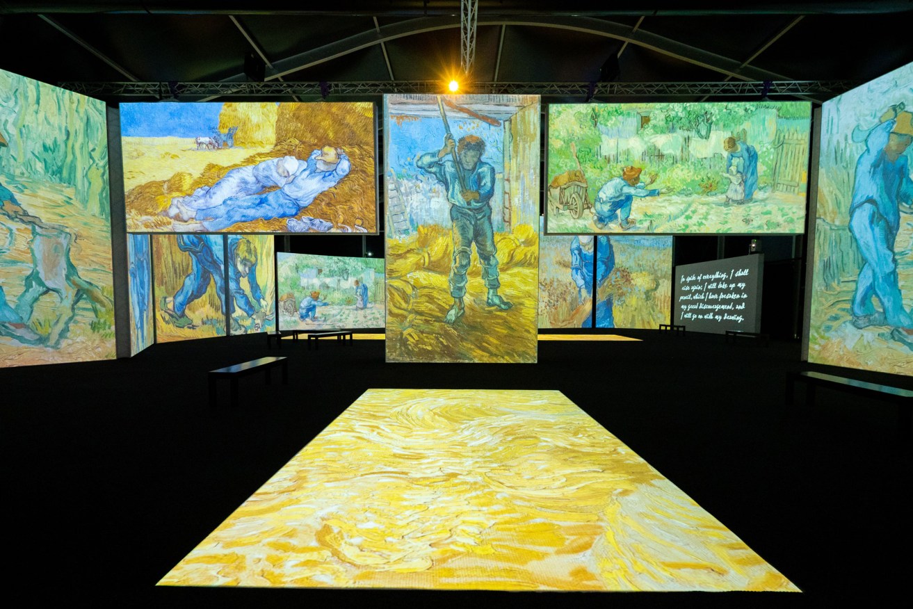 Vast screens on the walls and floor show different images in the 'Van Gogh Alive SENSORY4&#x2122; Gallery'. Photo: Morgan Sette