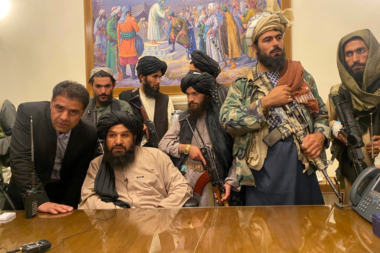 Taliban fighters took control of the presidential palace in Kabul last month after Afghan President Ashraf Ghani fled the country. Photo: AP/Zabi Karimi