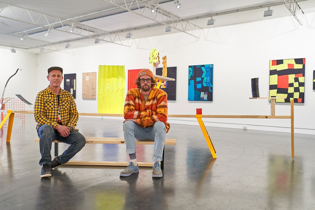 James Dodd and Henry Jock Walker in their exhibition 'Low Pressure System' at Hugo Michell Gallery. Photo: Sam Roberts