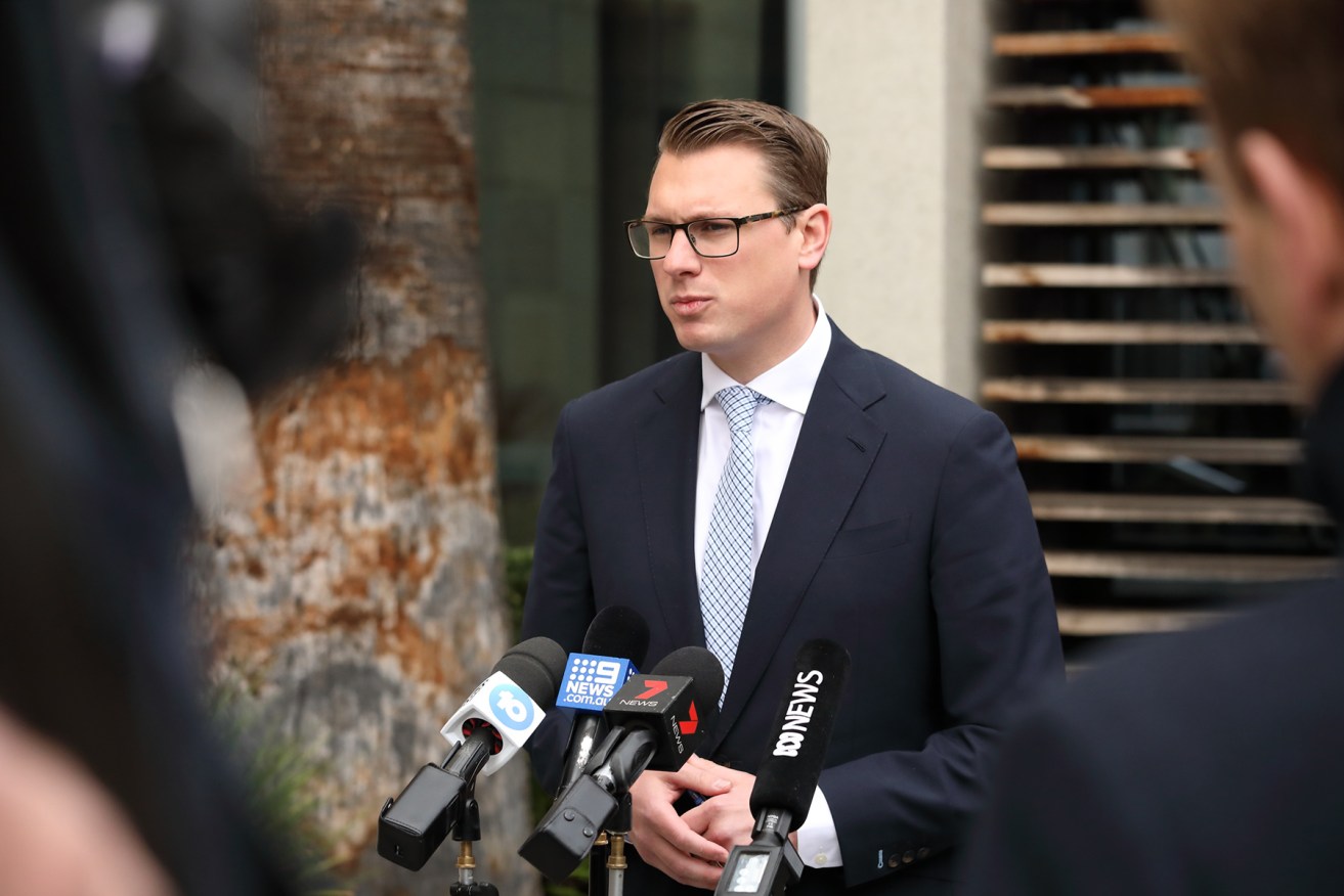 Stephan Knoll fronts media before he stepped down from the ministry last year. Photo: Tony Lewis / InDaily
