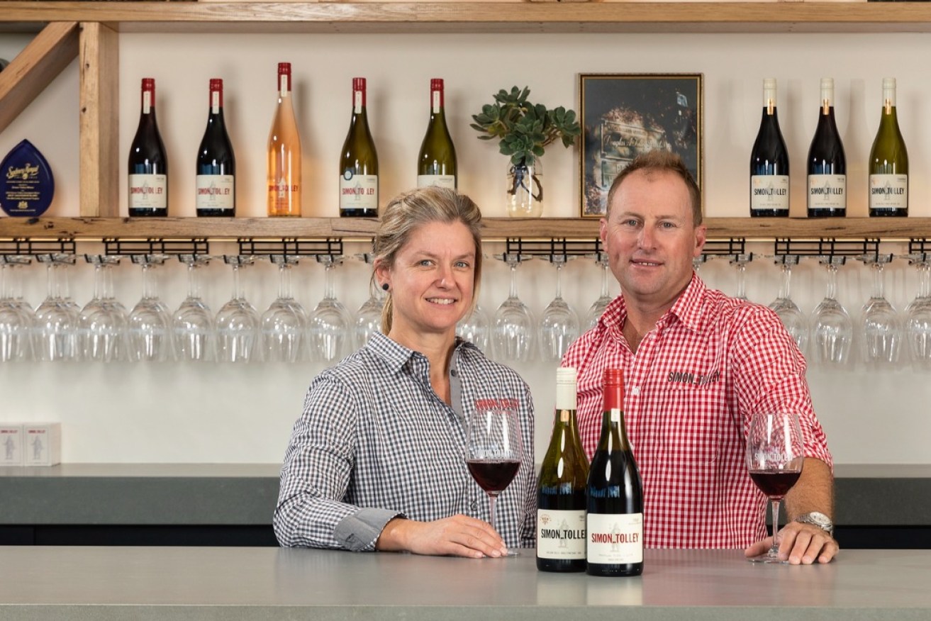 Simon and Narelle have rebuilt their winery after the 2019 bushfires, including a new cellar door at Simon Tolley Wines in Woodside.