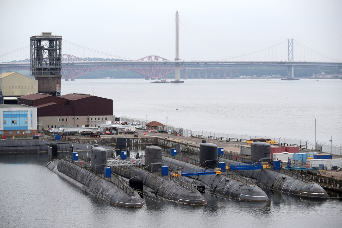 Decommissioned nuclear submarines at the Rosyth Dockyard in Dunfermline, Scotland. Photo: Jane Barlow/PA Wire