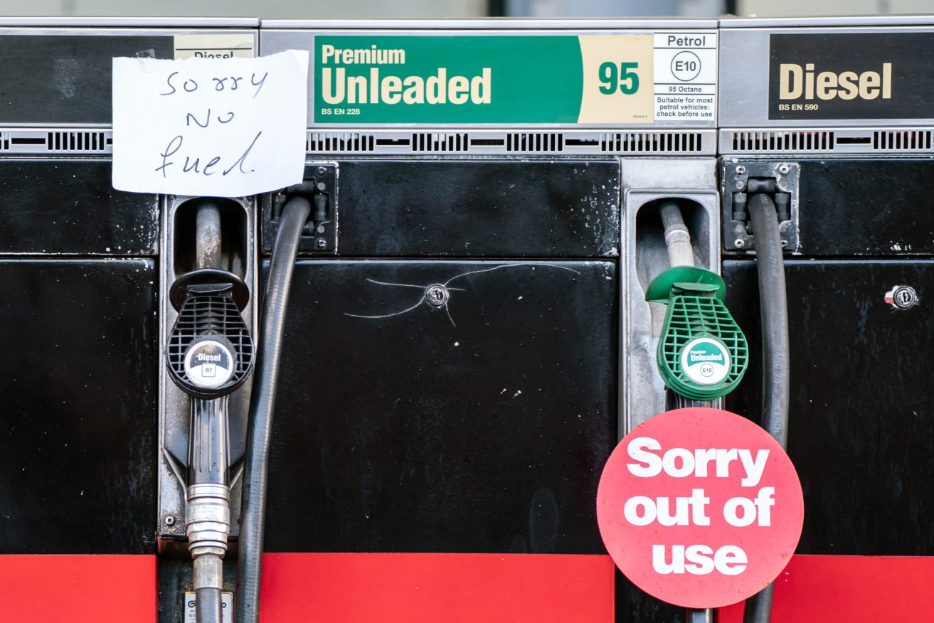 Empty fuel pumps at a West Yorkshire petrol station. Photo: Danny Lawson /PA Wire