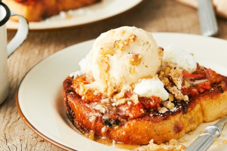 Recipe: Fruit loaf French toast with persimmon jam and olive oil and thyme ice cream