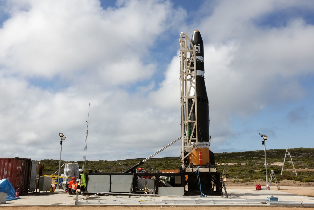TiSPACE's Hapith 1 rocket at Whaler's Way Orbital Launch Complex. Photo: Supplied